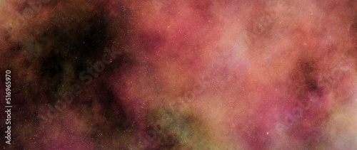 Abstract nebula background in reddish hues with scintillating stars. Computer-generated illustration