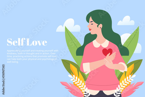 Girl Hugging Herself Expressing Self Love
