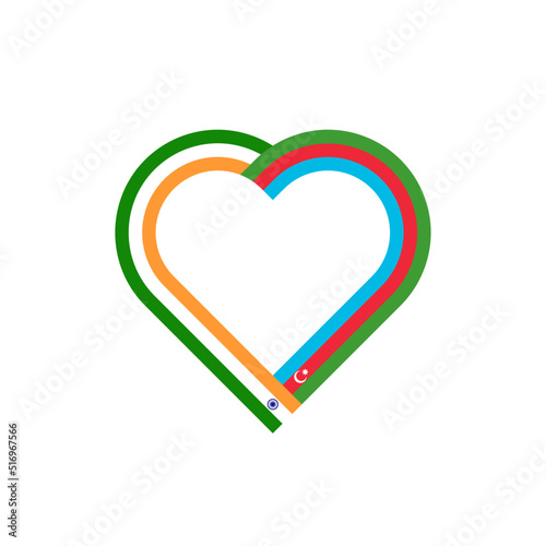 friendship concept. heart ribbon icon of indian and azerbaijan flags. vector illustration isolated on white background