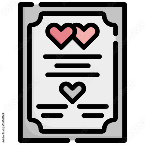 MARRIAGE CERTIFICATE filled outline icon,linear,outline,graphic,illustration