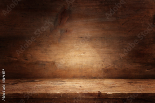 Valokuva Image of table in front dark wooden brown background