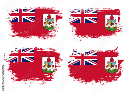 Artistic Bermuda country brush flag collection. Set of grunge brush flags on a solid background