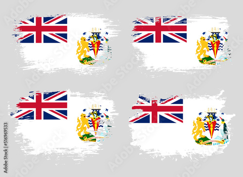 Artistic British Antarctic Territory country brush flag collection. Set of grunge brush flags on a solid background