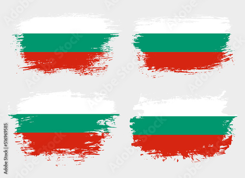 Artistic Bulgaria country brush flag collection. Set of grunge brush flags on a solid background