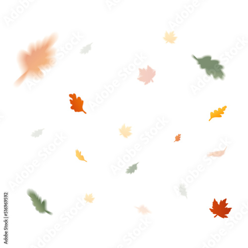Bright flying autumn leaves seamless pattern isolated on white background