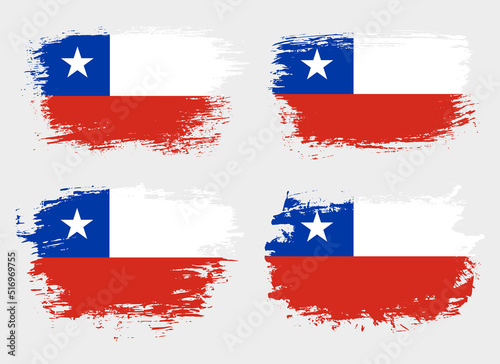 Artistic Chile country brush flag collection. Set of grunge brush flags on a solid background