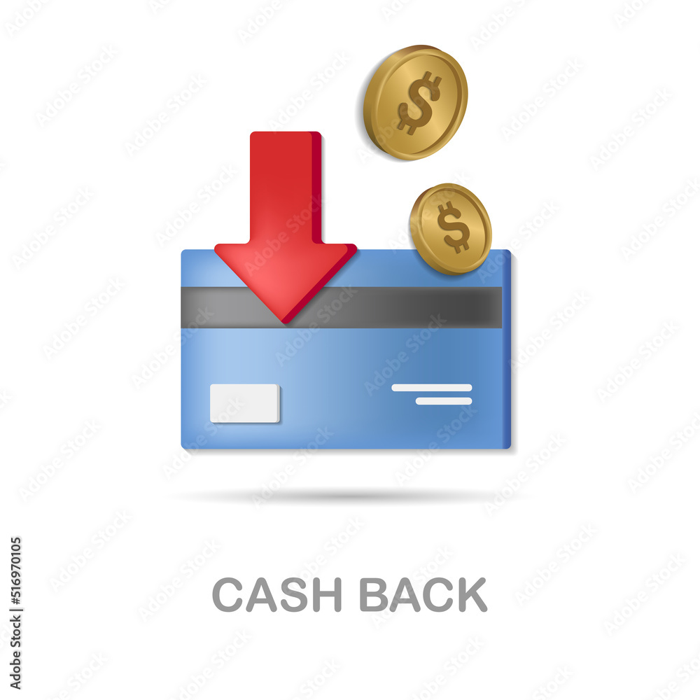 Cash Back icon 3d illustration from customer loyalty collection. Creative Cash Back 3d icon for web design, templates, infographics and more