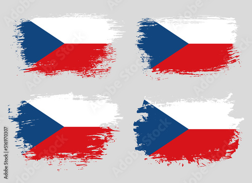 Artistic Czechia country brush flag collection. Set of grunge brush flags on a solid background