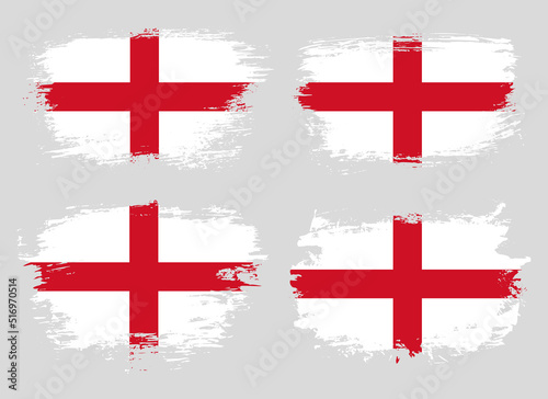 Artistic England country brush flag collection. Set of grunge brush flags on a solid background