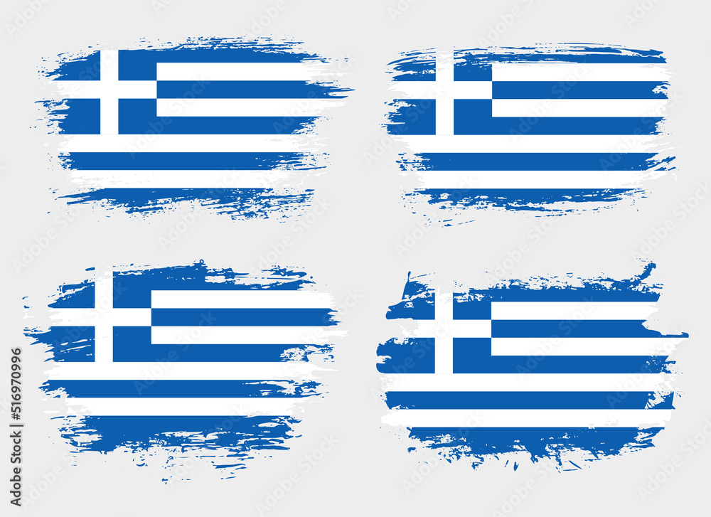 Obraz premium Artistic Greece country brush flag collection. Set of grunge brush flags on a solid background