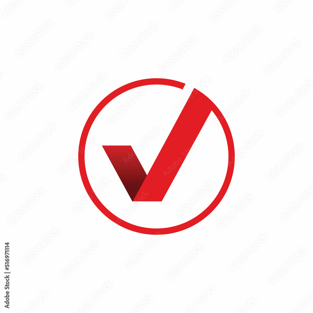 circle red letter v check logo design circle red letter v check logo design