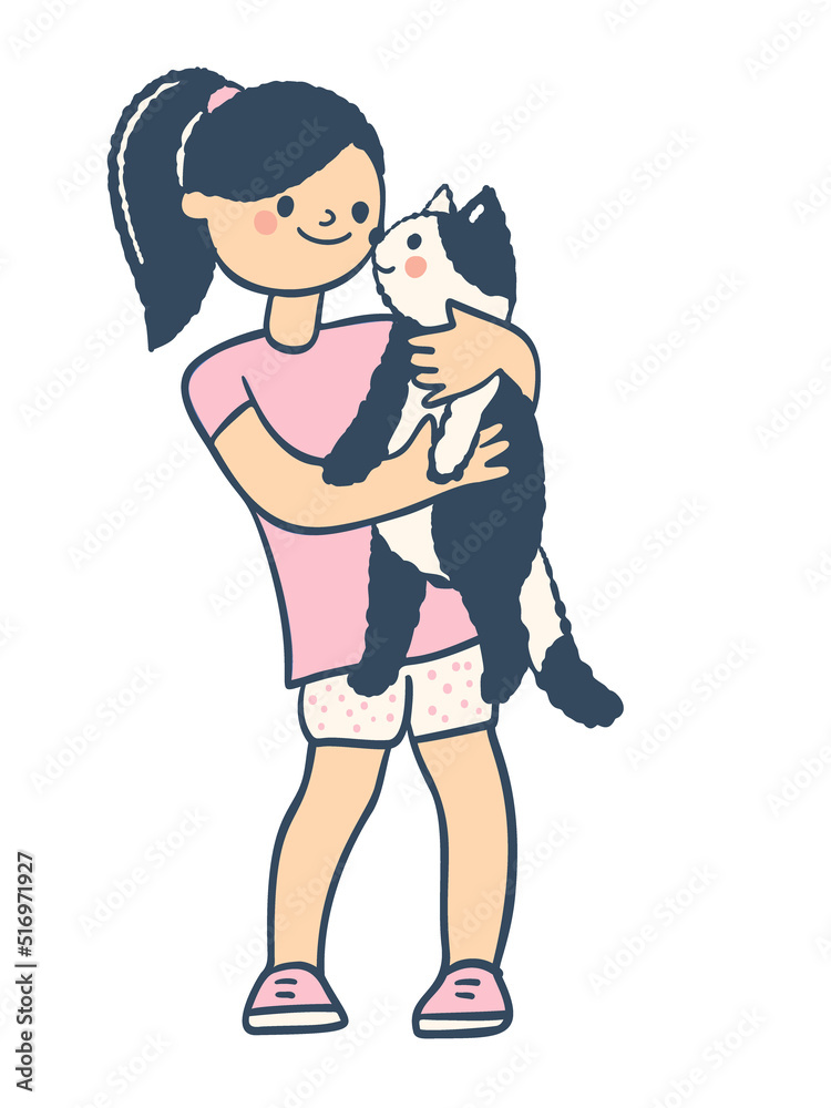 A girl with a cat. A girl with a cat.