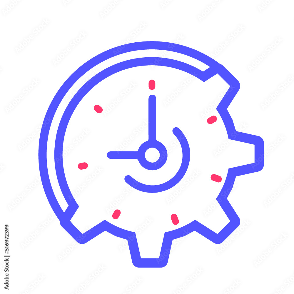Clock, cogwheel, gear icon Clock, cogwheel, gear icon