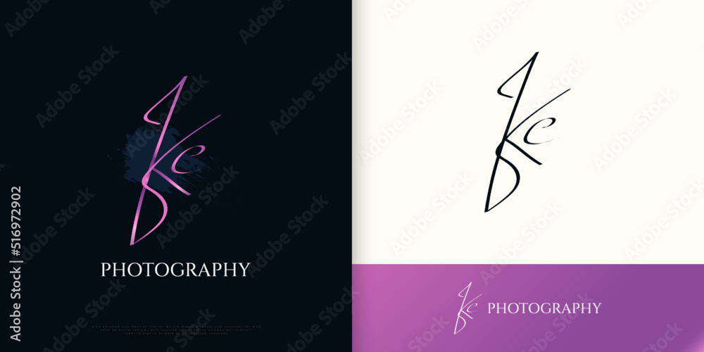 KC Initial Signature Logo Design with Elegant and Minimalist ...