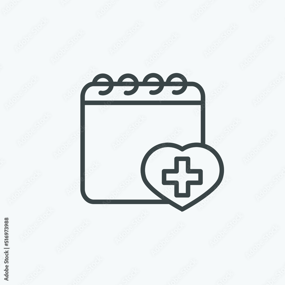 Obraz premium Medicine calendar vector icon. Vector illustration medicine sign symbol icon concept. Designed for web and app design interfaces.