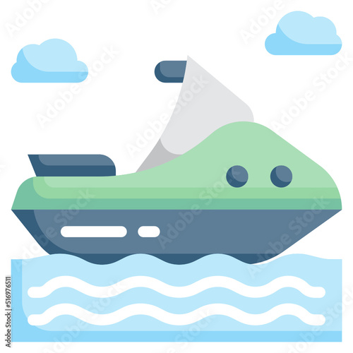 JET SKI flat icon,linear,outline,graphic,illustration