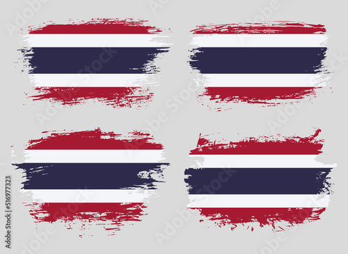 Artistic Thailand country brush flag collection. Set of grunge brush flags on a solid background