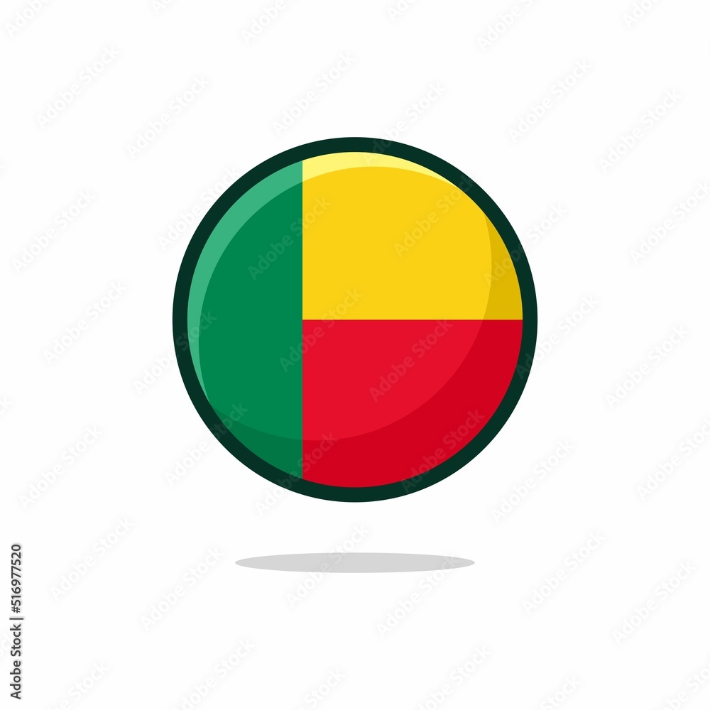 Benin Flag Icon. Benin Flag flat style isolated on a white background - stock vector. Benin Flag Icon. Benin Flag flat style isolated on a white background - stock vector.