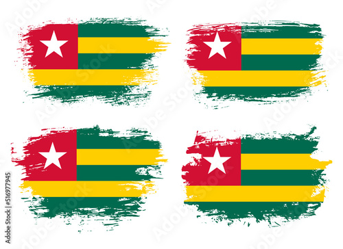 Artistic Togo country brush flag collection. Set of grunge brush flags on a solid background