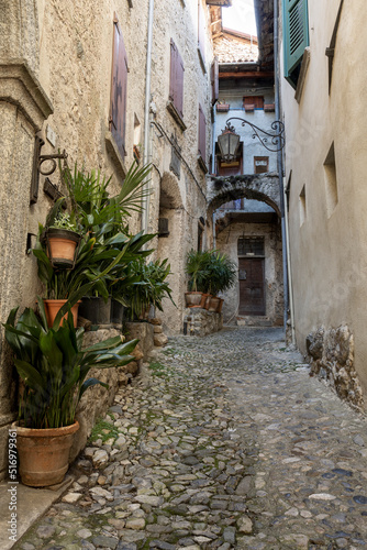 Little hamlet. Characteristic village on Como Lake  with narrow alleys and ancient houses.