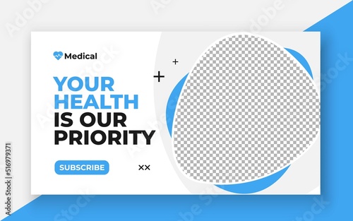 Medical healthcare youtube thumbnail and web banner template.Editable video thumbnail template
