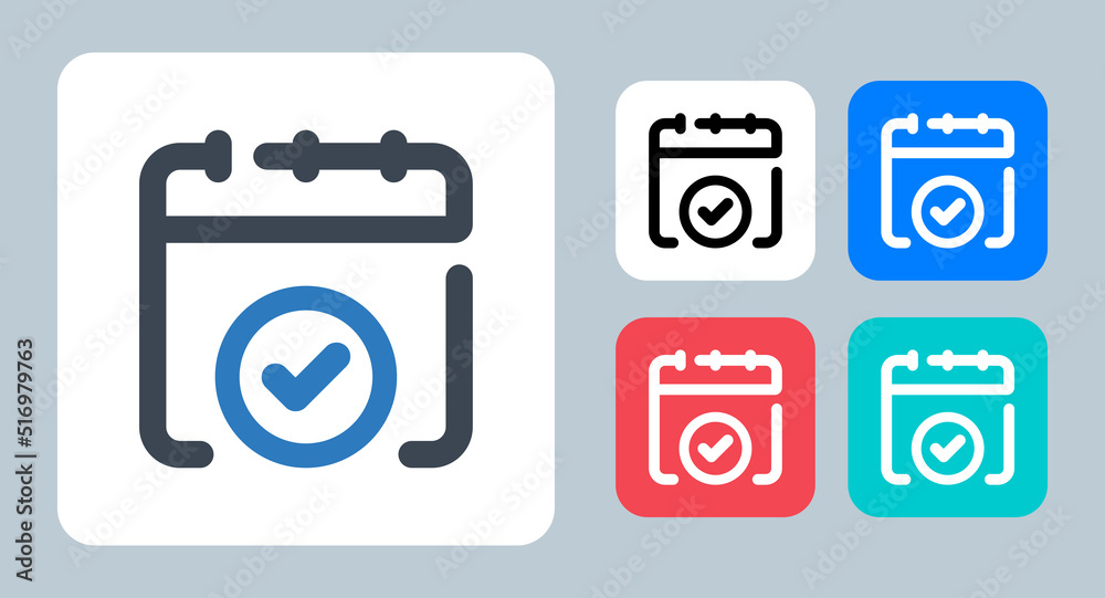 Check Calendar icon - vector illustration . Check, Date, Calendar, Schedule, Event, Booking, Confirm, Appointment, day, time, line, outline, flat, icons . Check Calendar icon - vector illustration . Check, Date, Calendar, Schedule, Event, Booking, Confirm, Appointment, day, time, line, outline, flat, icons .