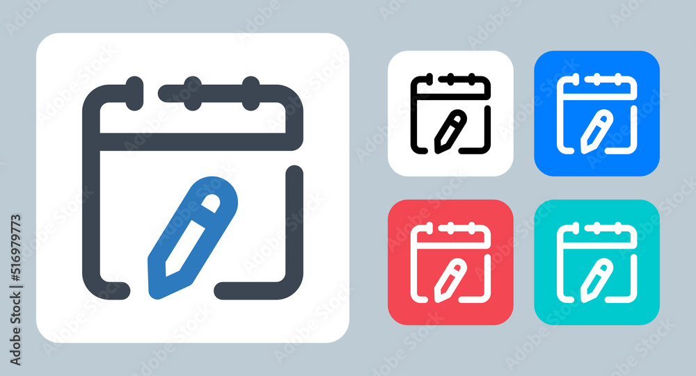 Edit Calendar icon - vector illustration . Edit, Calendar, Modify, Month, Day, Date, Schedule, Change, event, appointment, line, outline, flat, icons . Edit Calendar icon - vector illustration . Edit, Calendar, Modify, Month, Day, Date, Schedule, Change, event, appointment, line, outline, flat, icons .