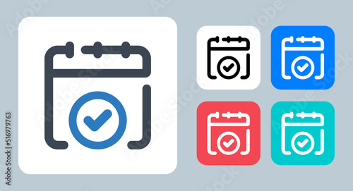 Check Calendar icon - vector illustration . Check, Date, Calendar, Schedule, Event, Booking, Confirm, Appointment, day, time, line, outline, flat, icons .