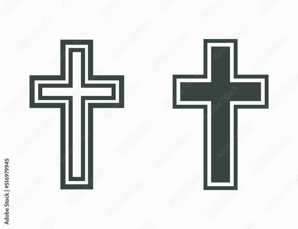 Religion, cross, church, christian, crest vector icon symbol set for web and app design 