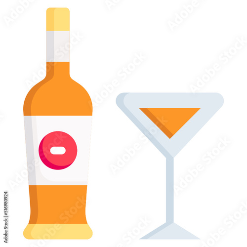 VERMOUTH flat icon,linear,outline,graphic,illustration
