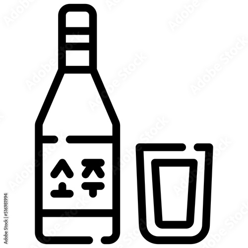 SOJU line icon,linear,outline,graphic,illustration