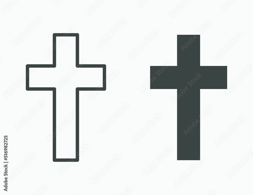 Religion, cross, church, christian, crest vector icon symbol set for web and app design
