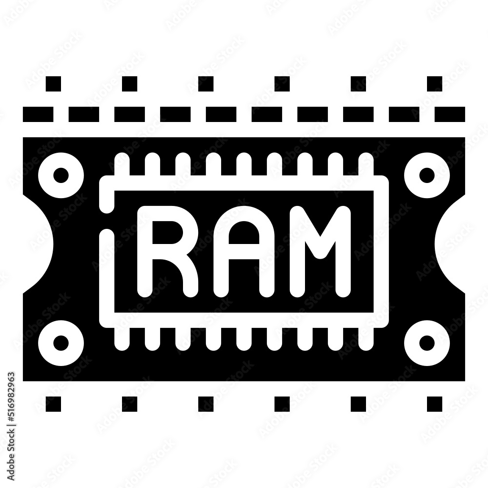 RAM glyph icon,linear,outline,graphic,illustration RAM glyph icon,linear,outline,graphic,illustration