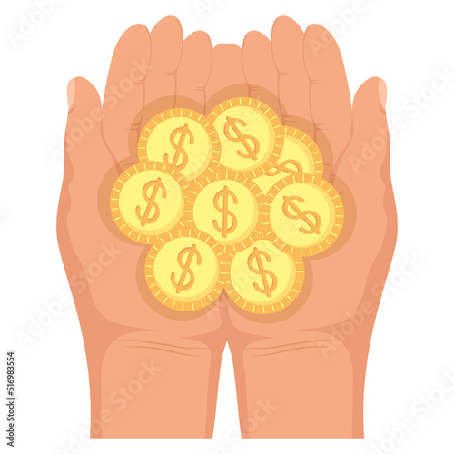hands lifting golden coins
