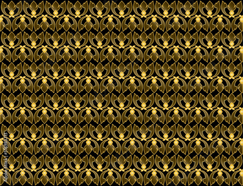 Graphic flower Asian style fabric patten background.