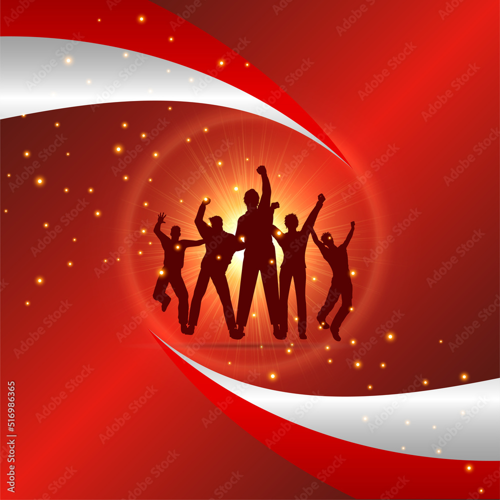 Obraz premium Shiny Indonesia independence day design background with glitter effect and wavy flag vector