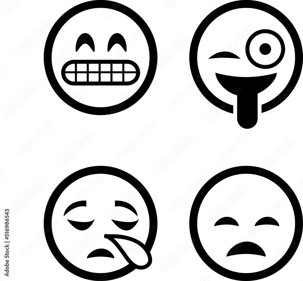  vector emoji set isolated on white background, vector illustration 
