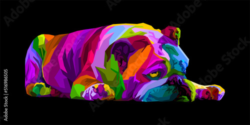 colorful english bulldog in pop art style. cute lazy dog. vector illustration.