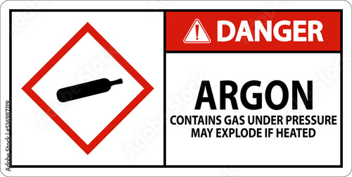 Danger Argon GHS Sign On White Background