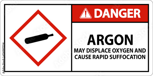 Danger Argon GHS Sign On White Background