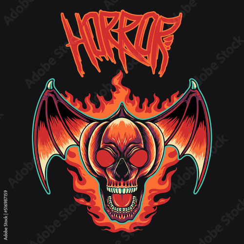 Horror Skull Halloween Vector Illustration
