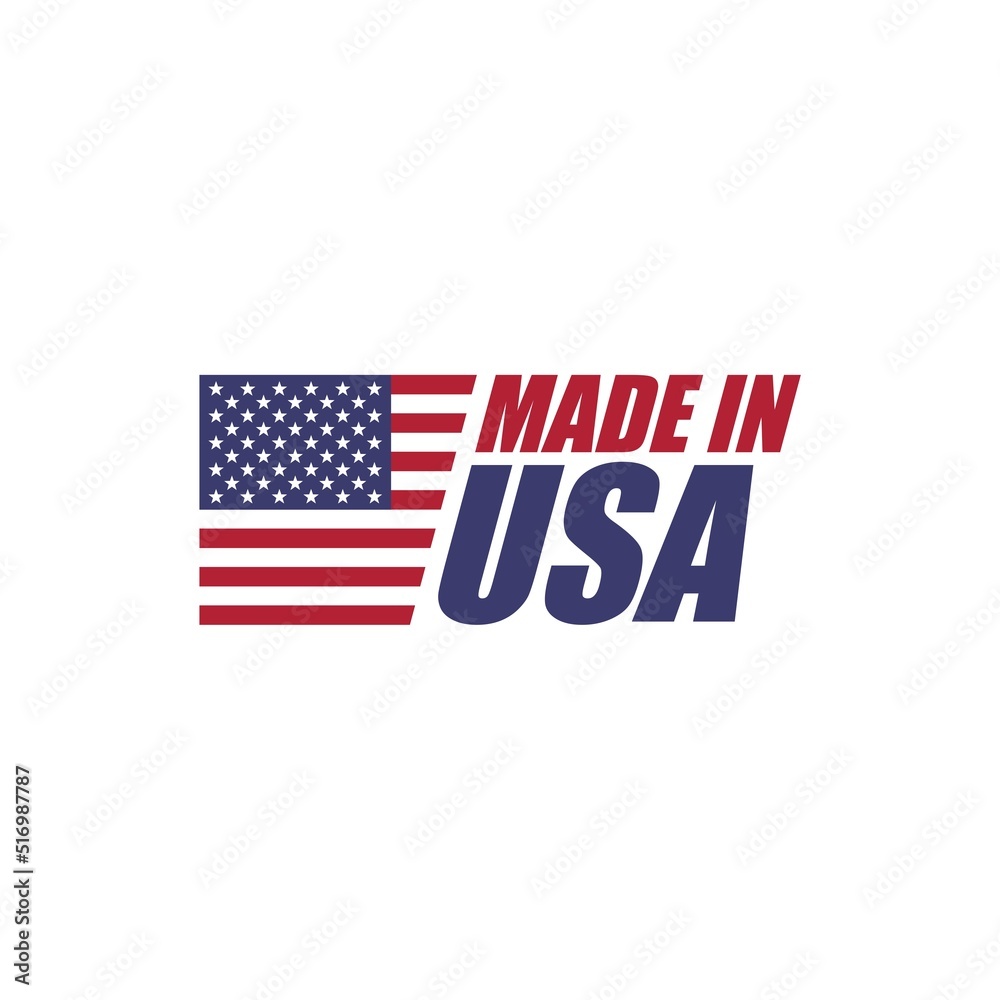 Made in USA icon of flag of america for badge isolated on white background