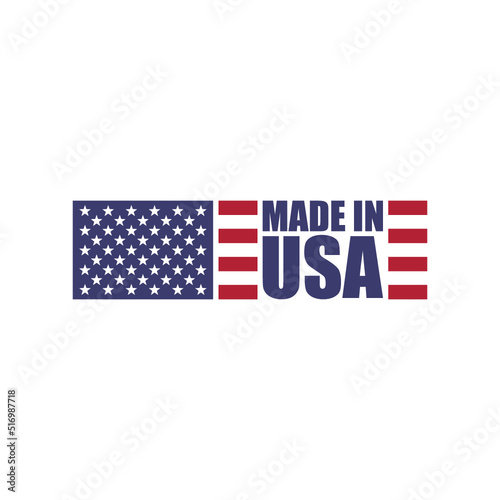 Made in USA icon of flag of america for badge isolated on white background