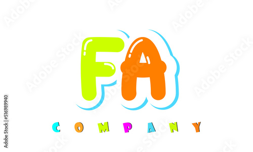 letters FA creative logo for Kids toy store, school, company, agency. stylish colorful alphabet logo vector template
