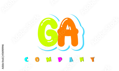 letters GA creative logo for Kids toy store, school, company, agency. stylish colorful alphabet logo vector template