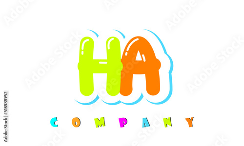 letters HA creative logo for Kids toy store, school, company, agency. stylish colorful alphabet logo vector template