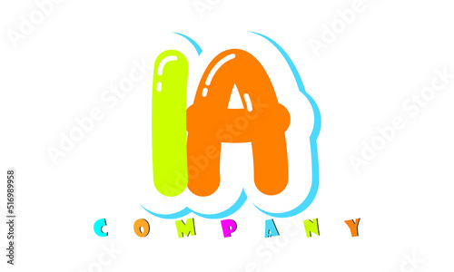 letters IA creative logo for Kids toy store, school, company, agency. stylish colorful alphabet logo vector template