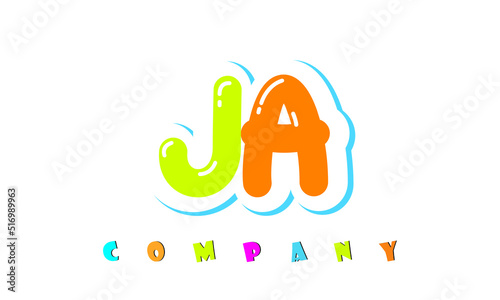 letters JA creative logo for Kids toy store, school, company, agency. stylish colorful alphabet logo vector template