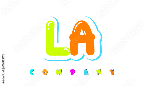 letters LA creative logo for Kids toy store, school, company, agency. stylish colorful alphabet logo vector template