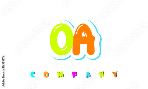 letters OA creative logo for Kids toy store, school, company, agency. stylish colorful alphabet logo vector template